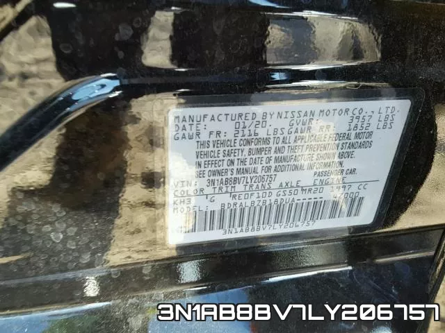 3N1AB8BV7LY206757 фото 2