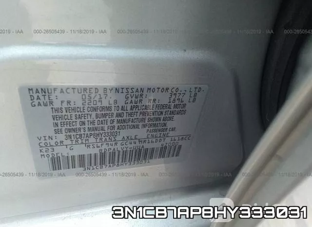 3N1CB7AP8HY333031 фото 10