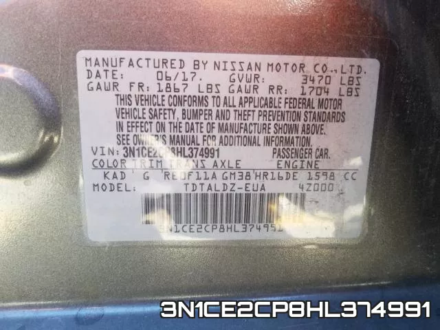 3N1CE2CP8HL374991 фото 2