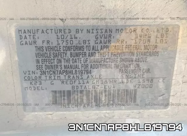 3N1CN7AP8HL819794 фото 10