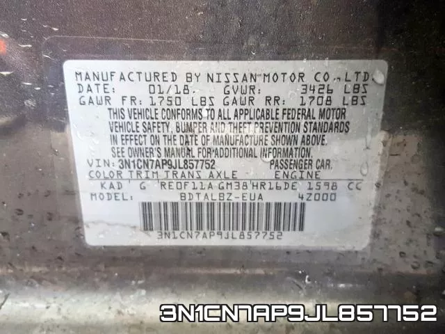 3N1CN7AP9JL857752 фото 2