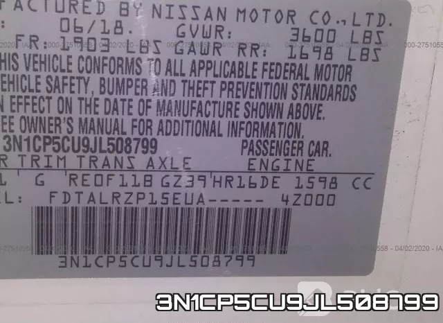 3N1CP5CU9JL508799 фото 10