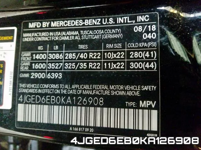 4JGED6EB0KA126908 фото 2