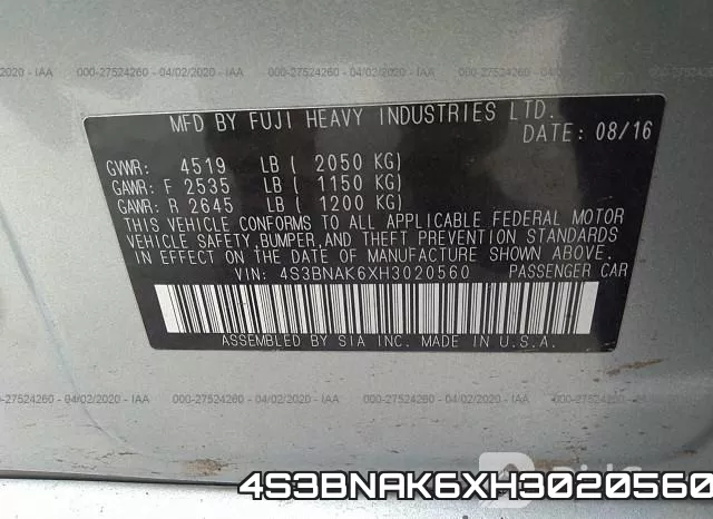 4S3BNAK6XH3020560 фото 10