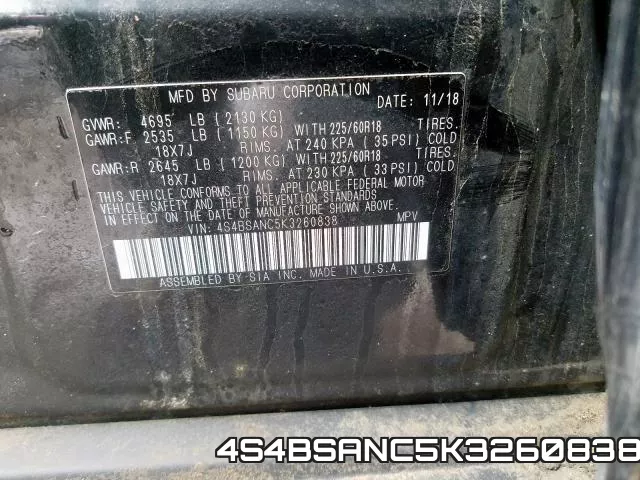4S4BSANC5K3260838 фото 2