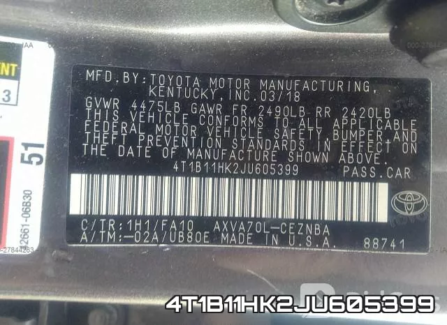 4T1B11HK2JU605399 фото 10