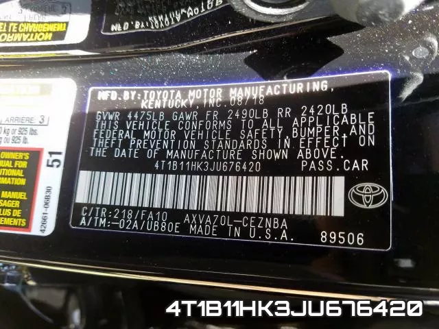 4T1B11HK3JU676420 фото 2