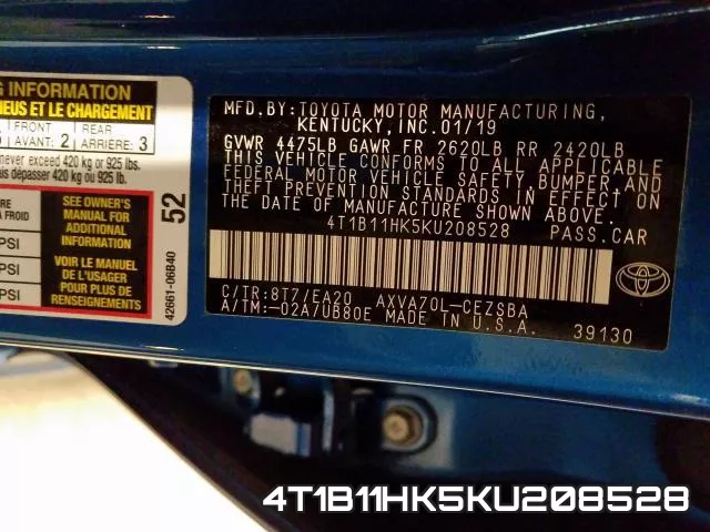4T1B11HK5KU208528 фото 2