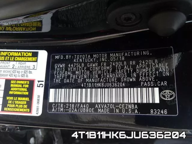 4T1B11HK6JU636204 фото 2