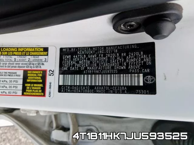 4T1B11HK7JU593525 фото 2