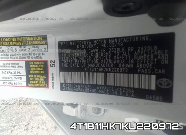 4T1B11HK7KU220972 фото 10