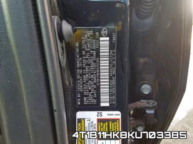 4T1B11HK8KU703385 фото 2