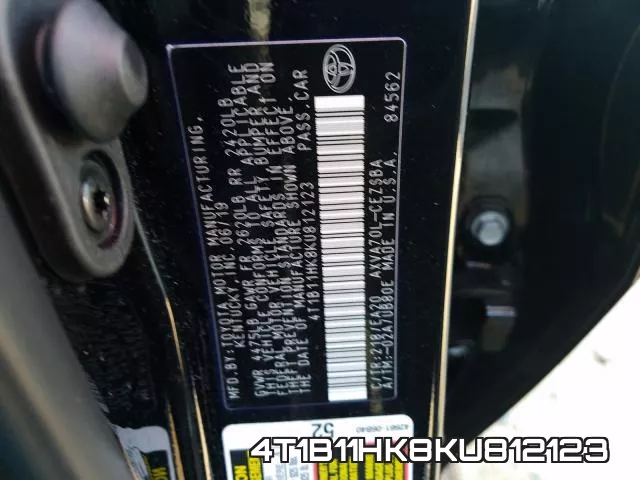 4T1B11HK8KU812123 фото 2
