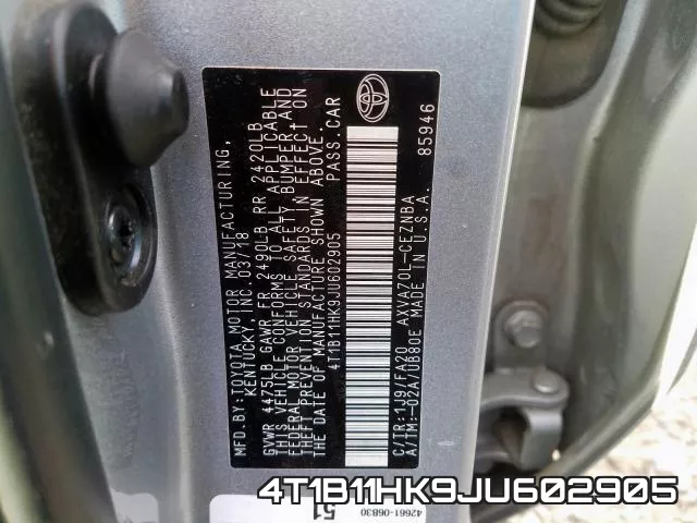 4T1B11HK9JU602905 фото 2