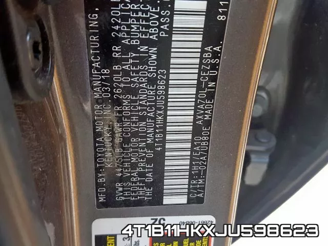 4T1B11HKXJU598623 фото 2