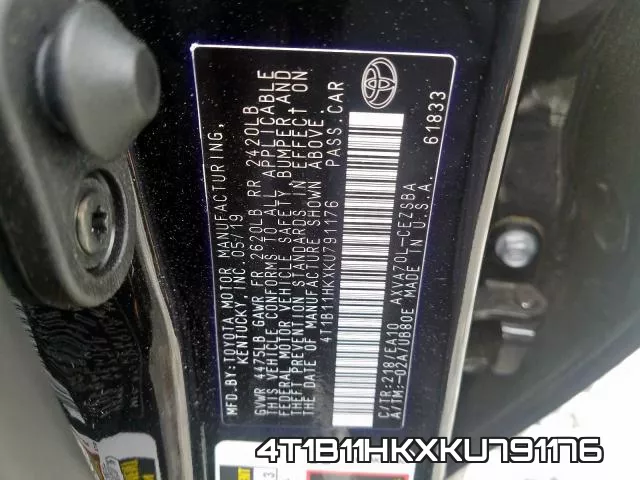 4T1B11HKXKU791176 фото 2