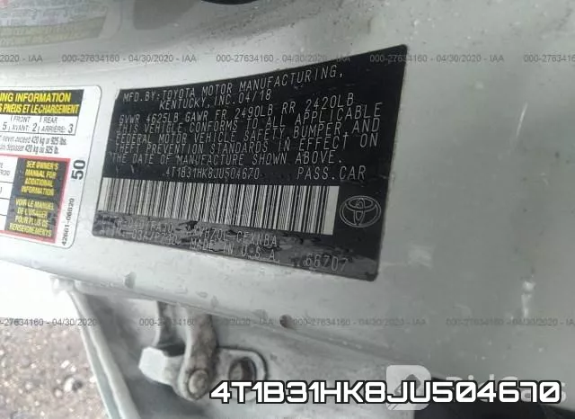 4T1B31HK8JU504670 фото 10