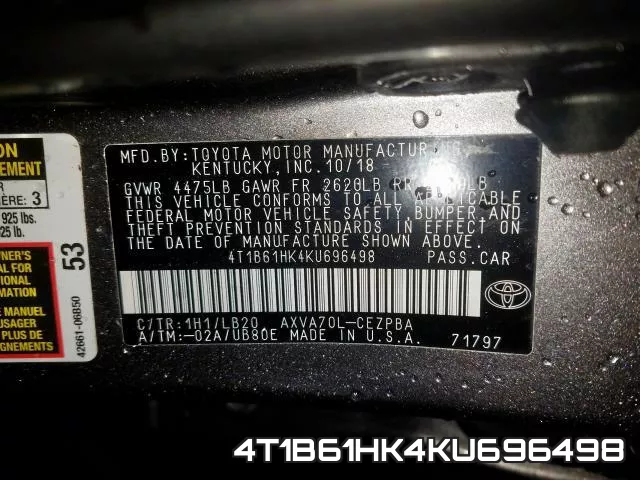 4T1B61HK4KU696498 фото 2