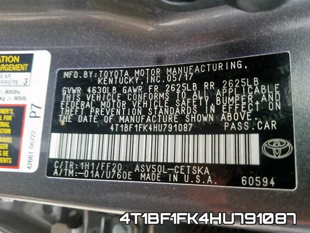 4T1BF1FK4HU791087 фото 2