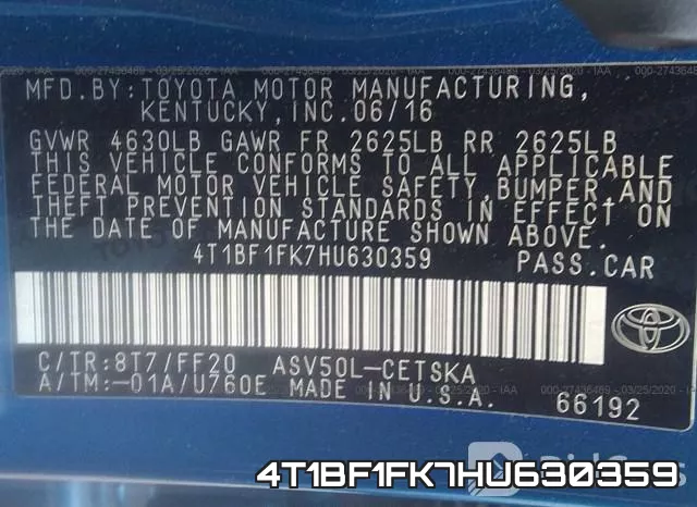 4T1BF1FK7HU630359 фото 10