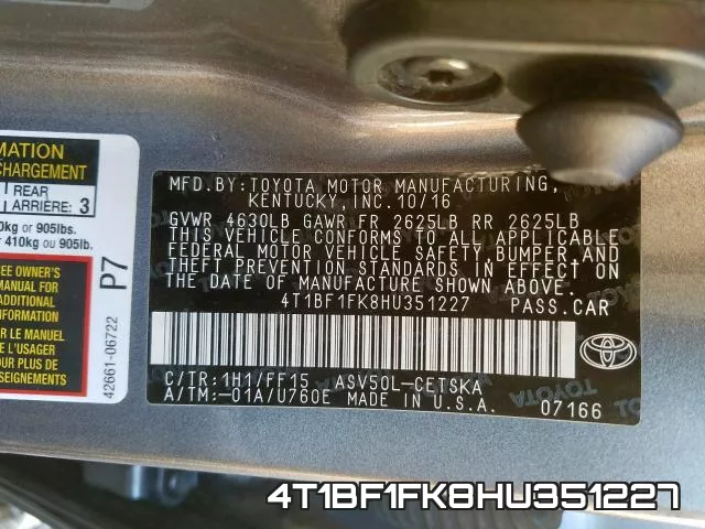 4T1BF1FK8HU351227 фото 2
