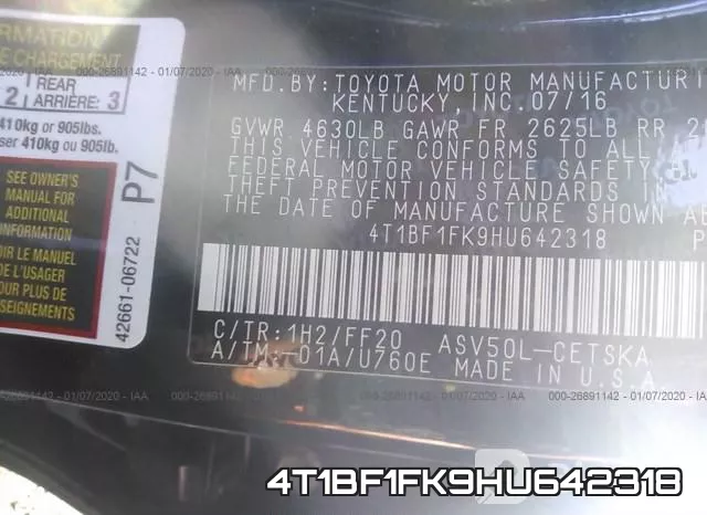 4T1BF1FK9HU642318 фото 10