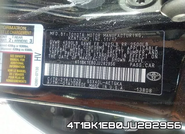 4T1BK1EB0JU282956 фото 10