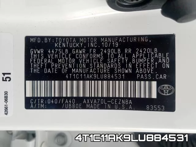 4T1C11AK9LU884531 фото 2