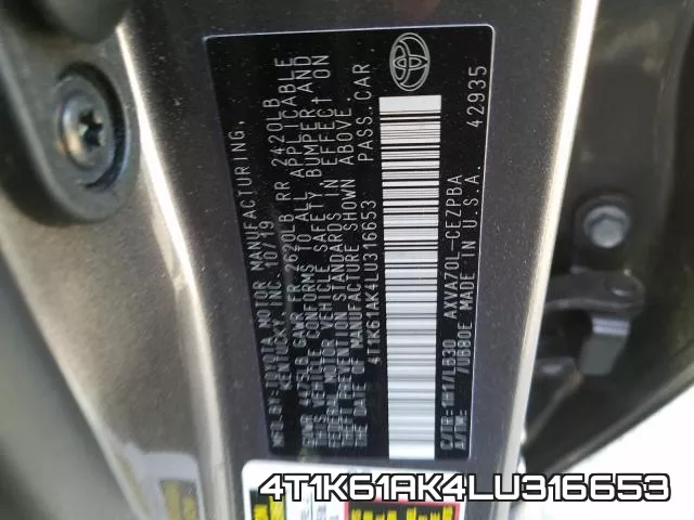 4T1K61AK4LU316653 фото 2