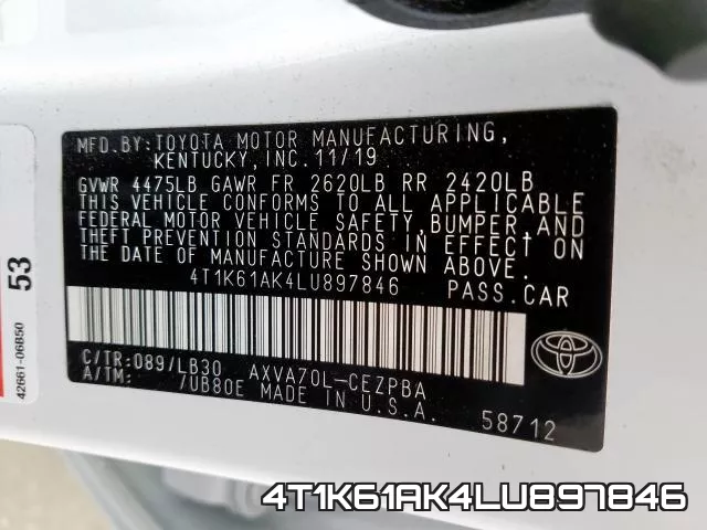 4T1K61AK4LU897846 фото 2