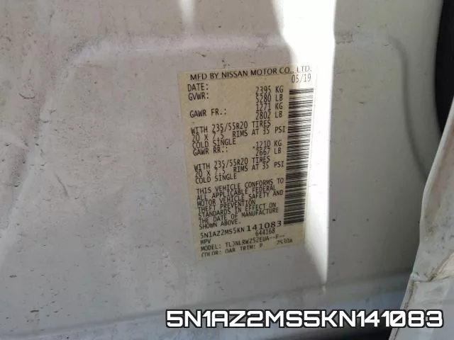 5N1AZ2MS5KN141083 фото 2