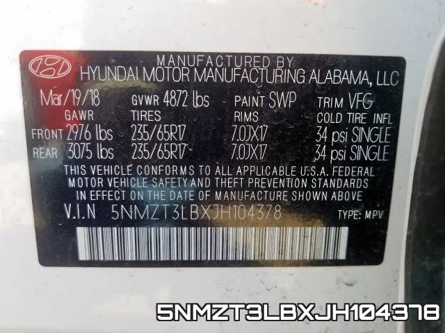 5NMZT3LBXJH104378 фото 2