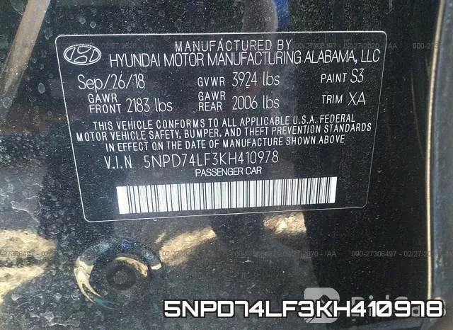 5NPD74LF3KH410978 фото 10