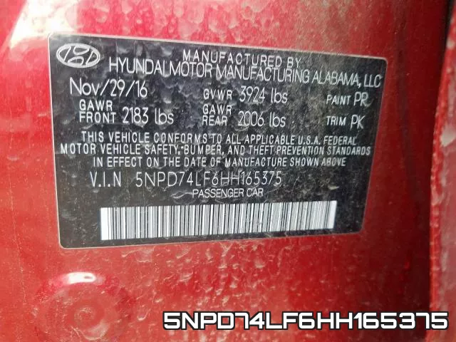 5NPD74LF6HH165375 фото 2