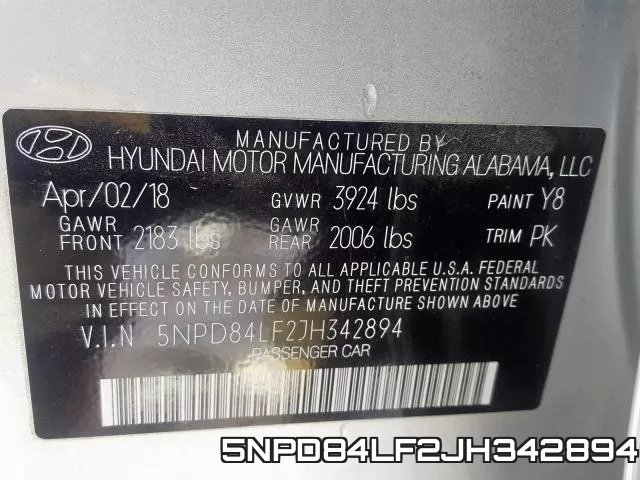 5NPD84LF2JH342894 фото 2