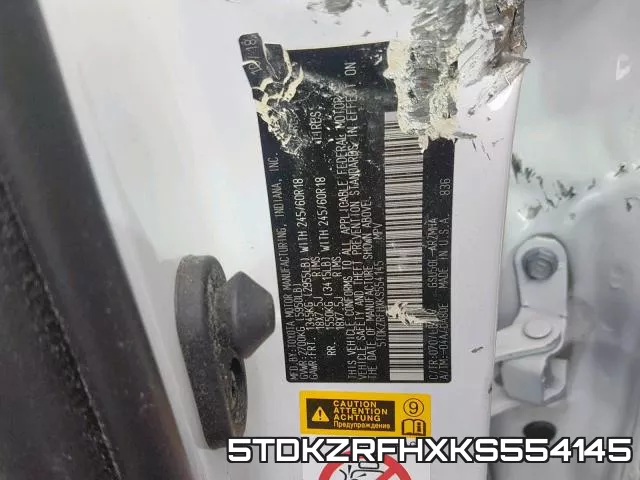 5TDKZRFHXKS554145 фото 2