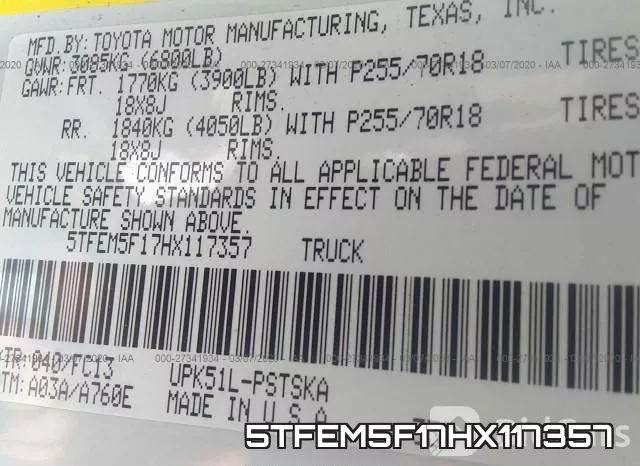 5TFEM5F17HX117357 фото 10