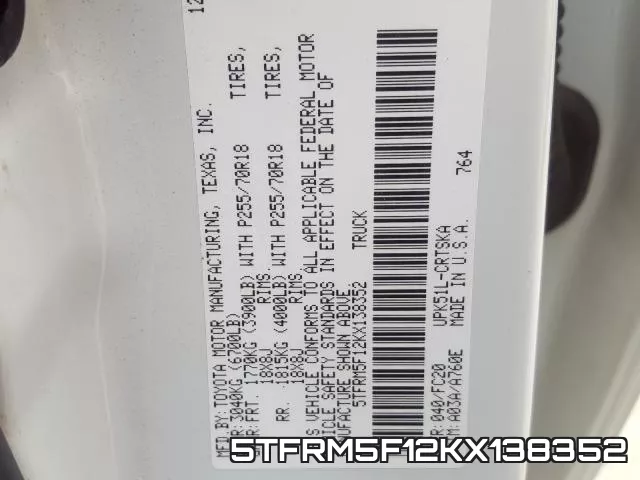5TFRM5F12KX138352 фото 2