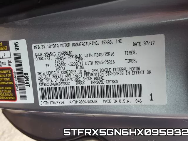 5TFRX5GN6HX095832 фото 2
