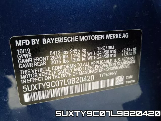 5UXTY9C07L9B20420 фото 2