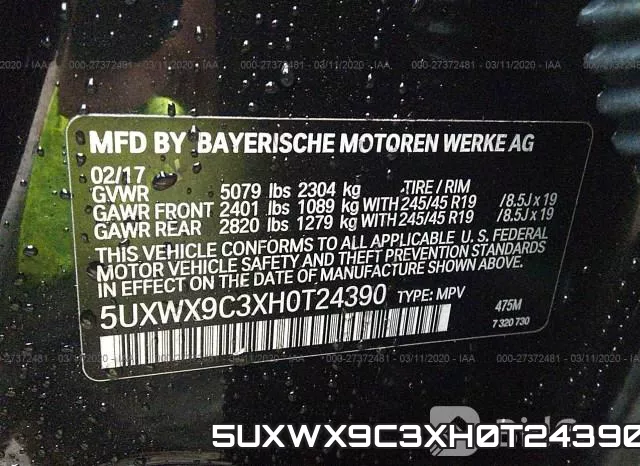 5UXWX9C3XH0T24390 фото 10