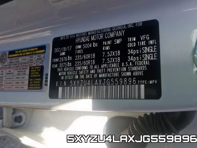 5XYZU4LAXJG559896 фото 2