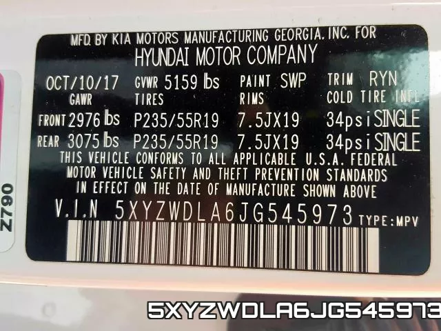 5XYZWDLA6JG545973 фото 2