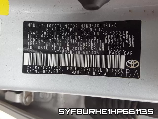 5YFBURHE1HP661135 фото 2