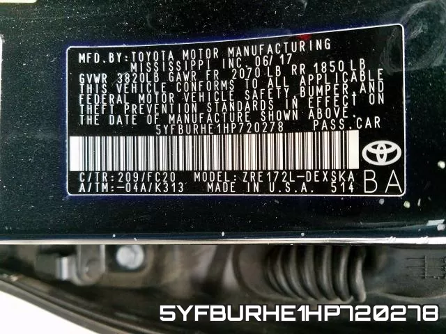 5YFBURHE1HP720278 фото 2