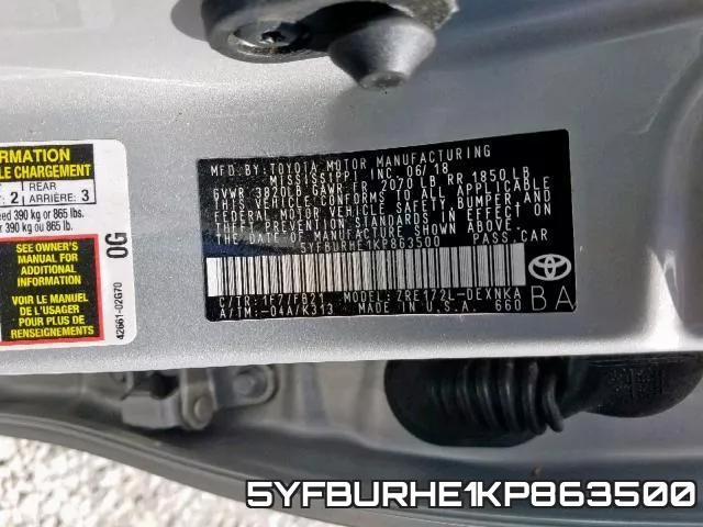 5YFBURHE1KP863500 фото 2