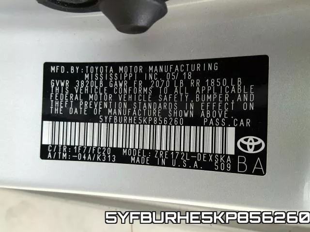 5YFBURHE5KP856260 фото 2