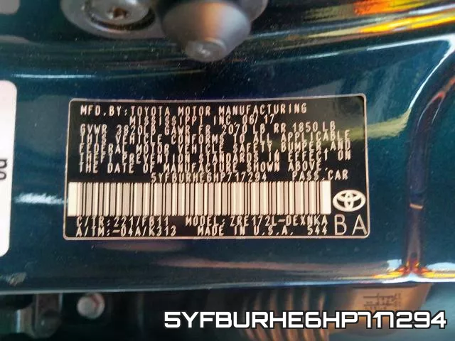 5YFBURHE6HP717294 фото 2