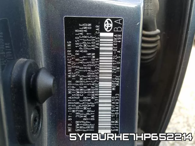 5YFBURHE7HP652214 фото 2