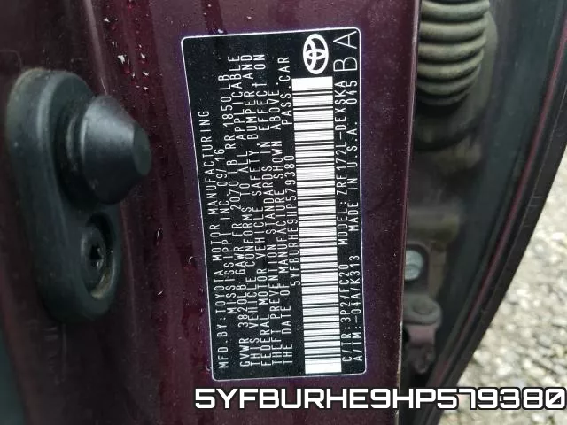 5YFBURHE9HP579380 фото 2